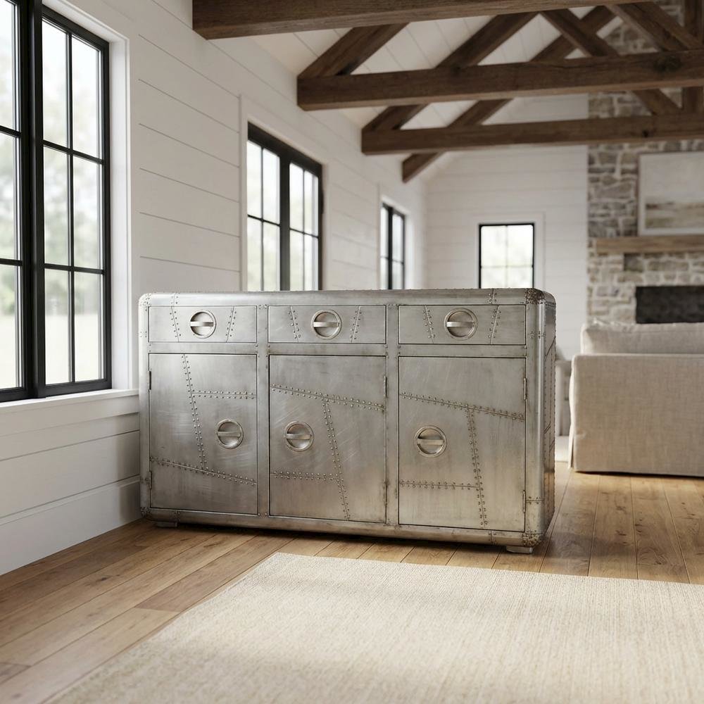 Industrial Console Cabinet with 3 Drawers, Entryway Accent Table for Living Room