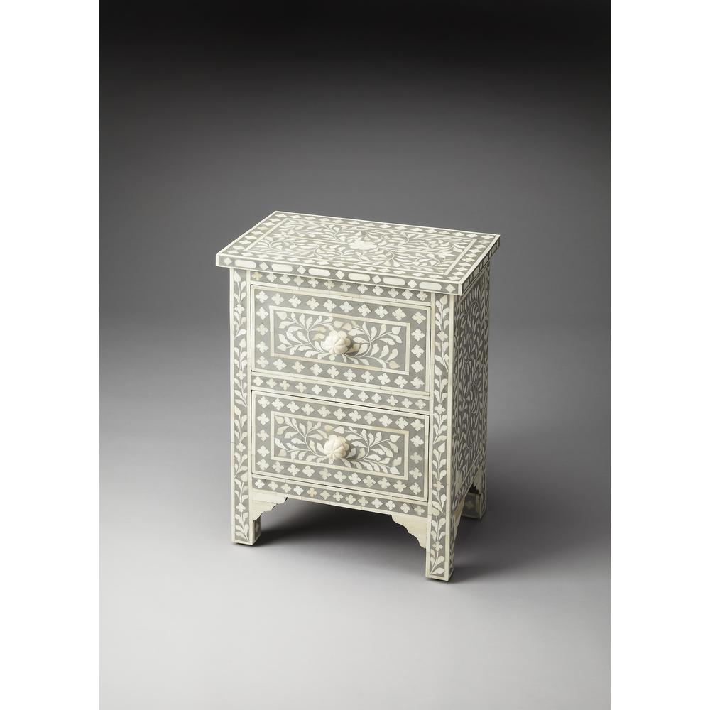 Vivienne Grey Bone Inlay Accent Chest, Gray