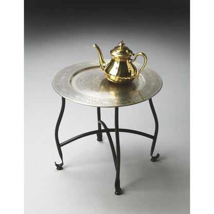 Moroccan Metal Tray Table, Multi-Color