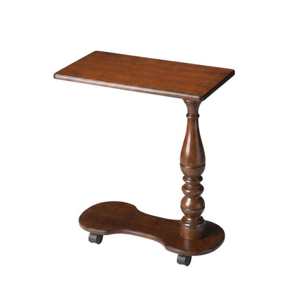 Mobile Tray Table with Distressed Finish, Transitional Side Table, Cherry