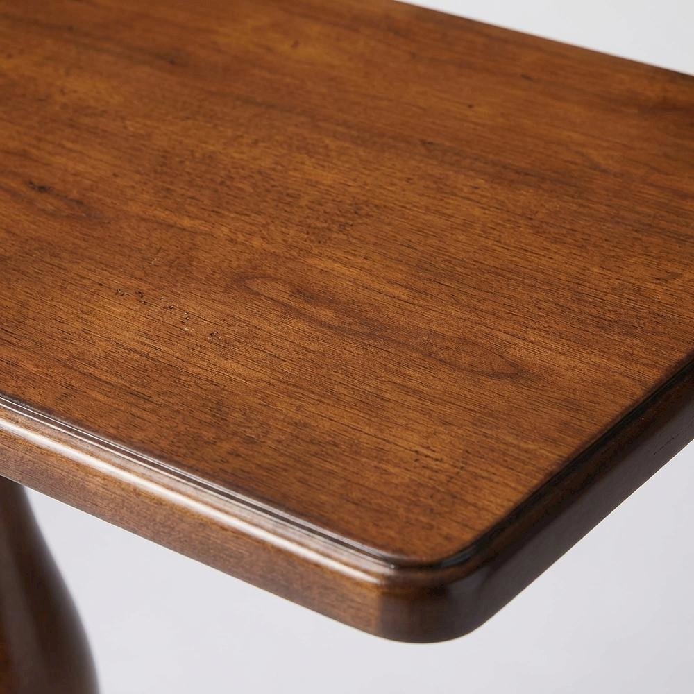 Mobile Tray Table with Distressed Finish, Transitional Side Table, Cherry