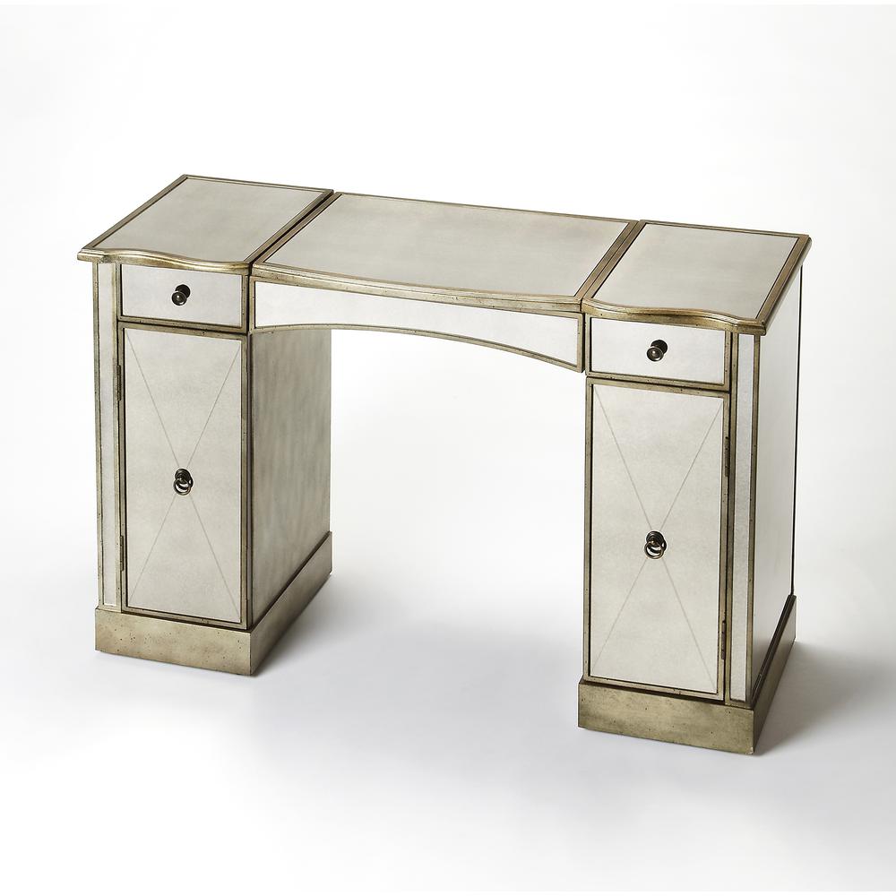 Celeste Mirrored Vanity Table, Silver