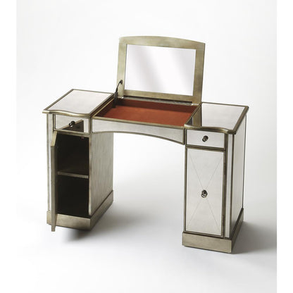 Celeste Mirrored Vanity Table, Silver