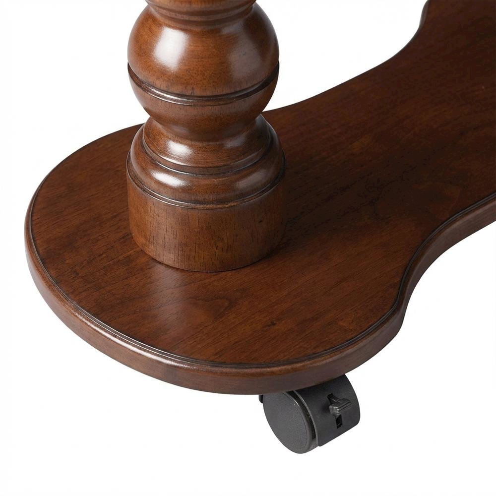 Mobile Tray Table with Distressed Finish, Transitional Side Table, Cherry