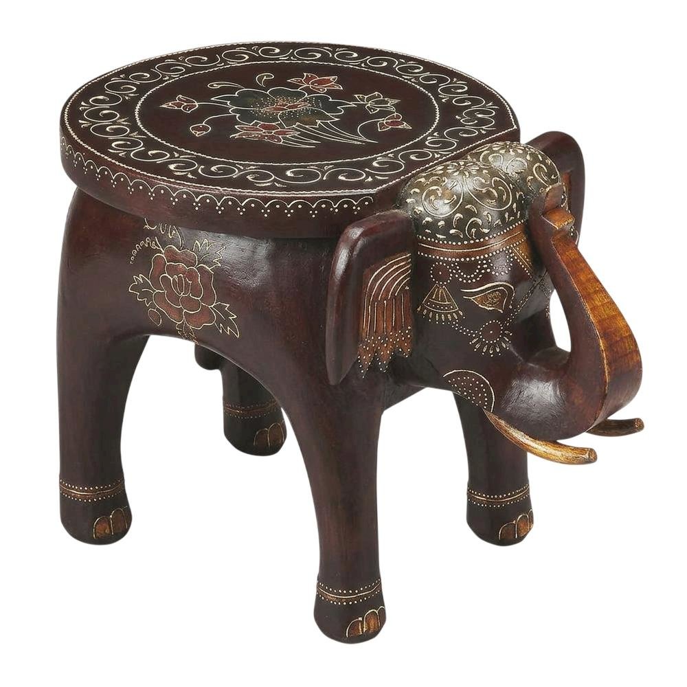 Round Hand Painted Accent Table, Boho Eclectic Side Table for Living Room