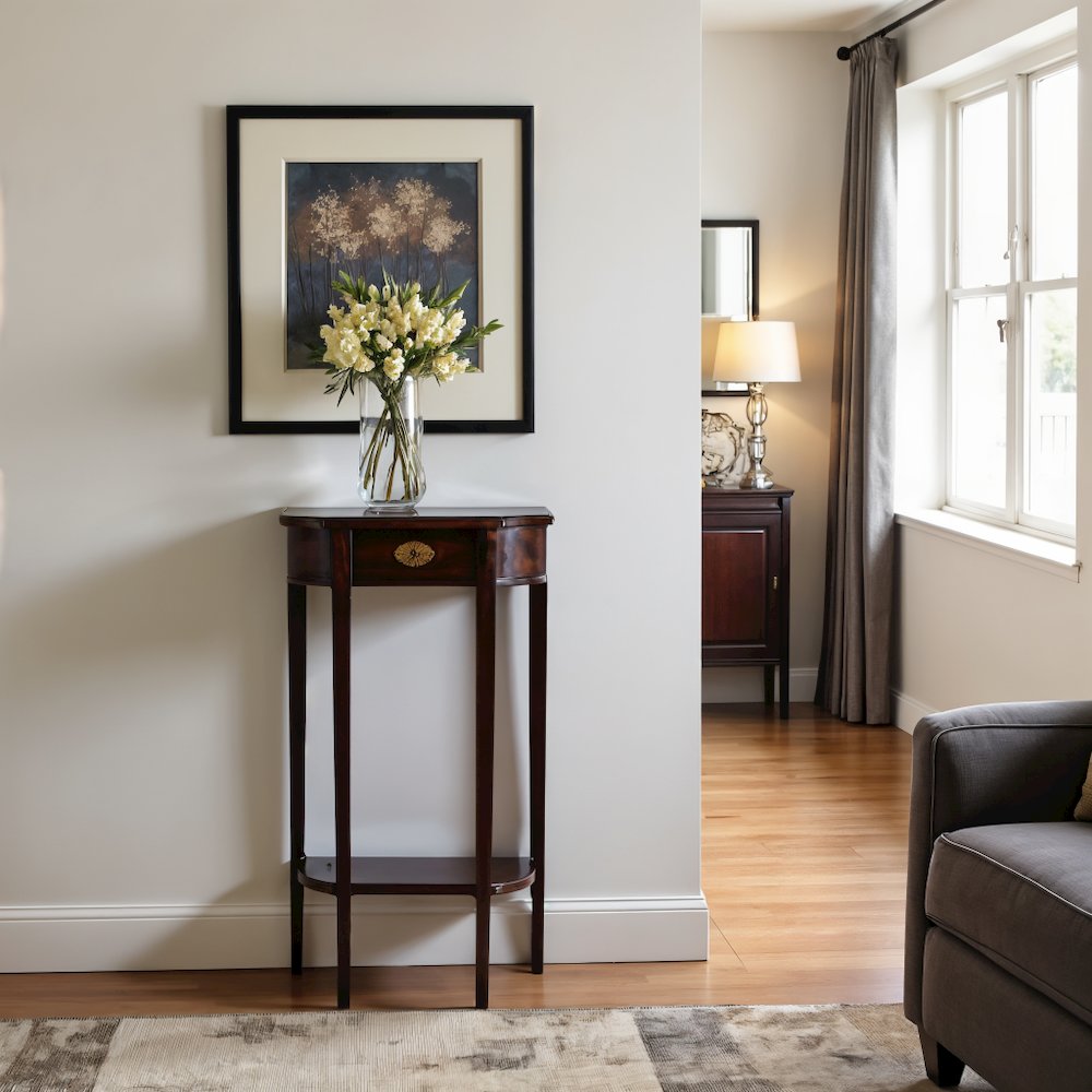Elegant Narrow Entryway Table in Dark Brown for Living Room and Hall