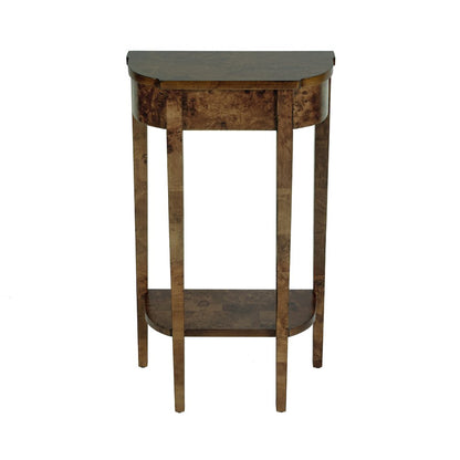 Wendell 17.5 in. W Demilune Wood Console Table with Lower Open Shelf, Brown