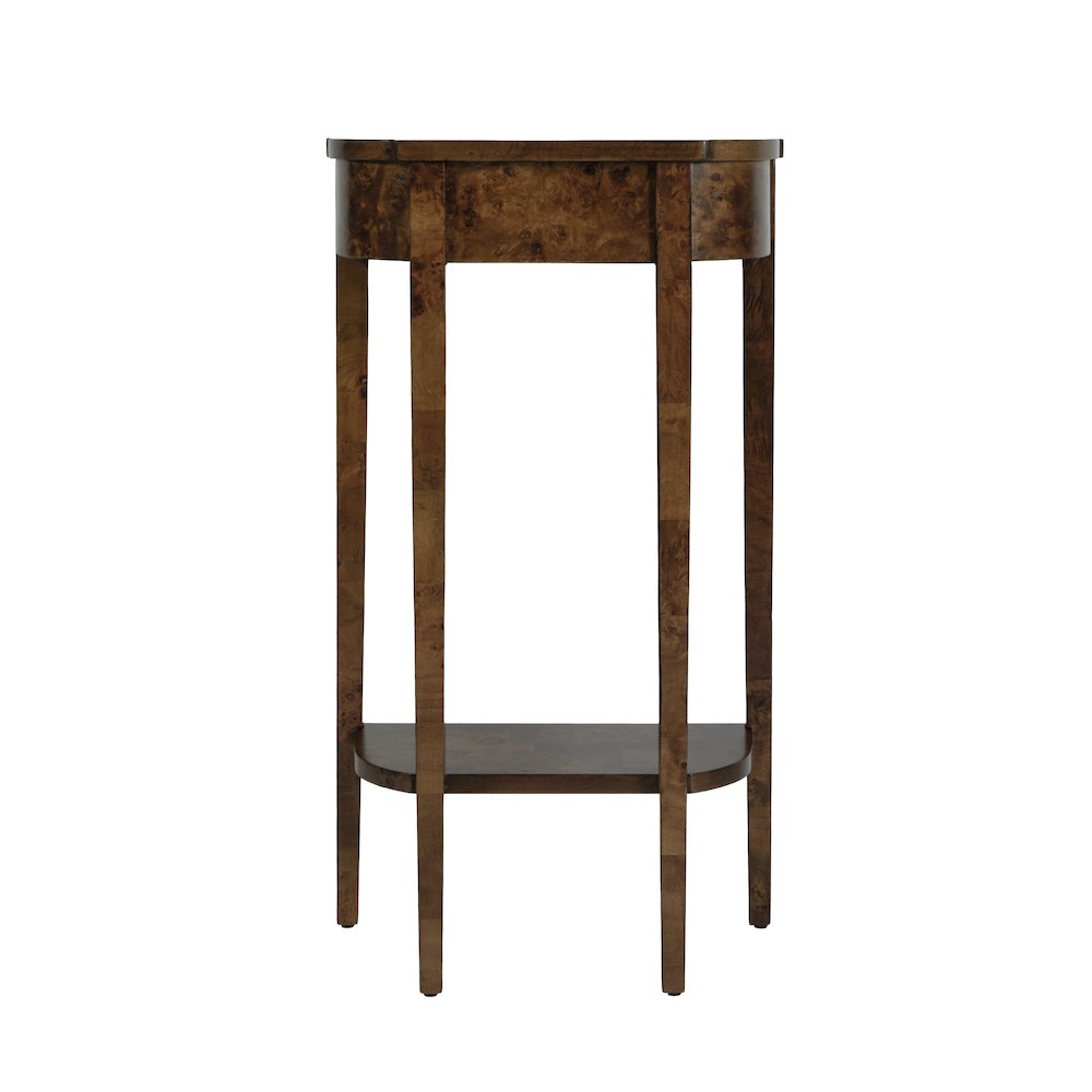 Wendell 17.5 in. W Demilune Wood Console Table with Lower Open Shelf, Brown