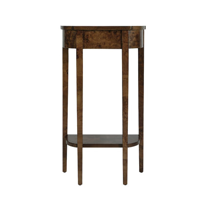 Wendell 17.5 in. W Demilune Wood Console Table with Lower Open Shelf, Brown