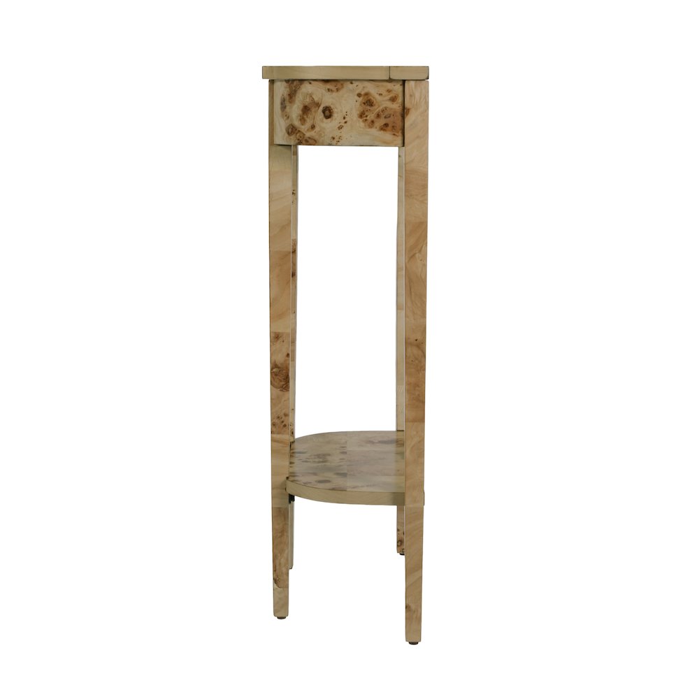 Wendell 17.5 in. W Demilune Wood Console Table, Lower Open Shelf, Light Brown