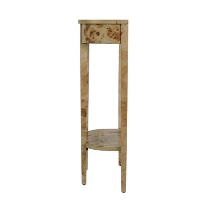 Wendell 17.5 in. W Demilune Wood Console Table, Lower Open Shelf, Light Brown