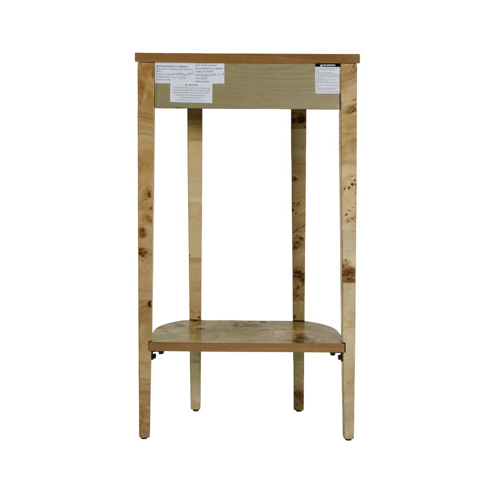 Wendell 17.5 in. W Demilune Wood Console Table, Lower Open Shelf, Light Brown
