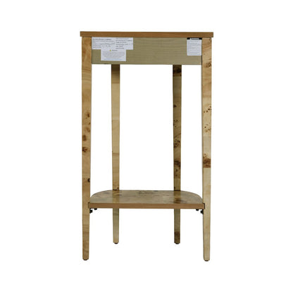 Wendell 17.5 in. W Demilune Wood Console Table, Lower Open Shelf, Light Brown
