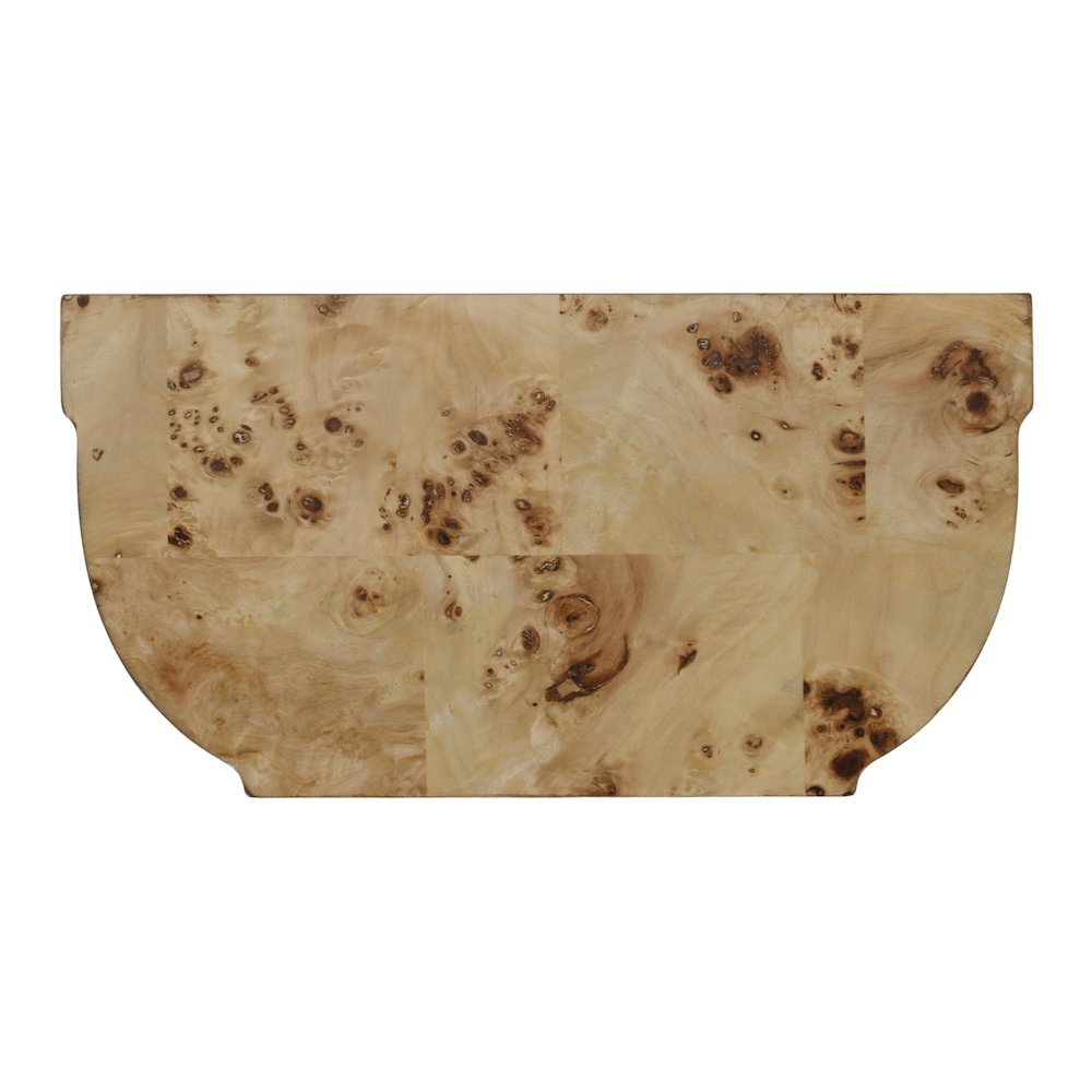 Wendell 17.5 in. W Demilune Wood Console Table, Lower Open Shelf, Light Brown