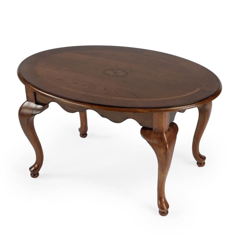 Grace Oval 4 Legs Coffee Table, Medium Brown