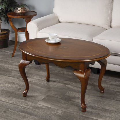 Grace Oval 4 Legs Coffee Table, Medium Brown