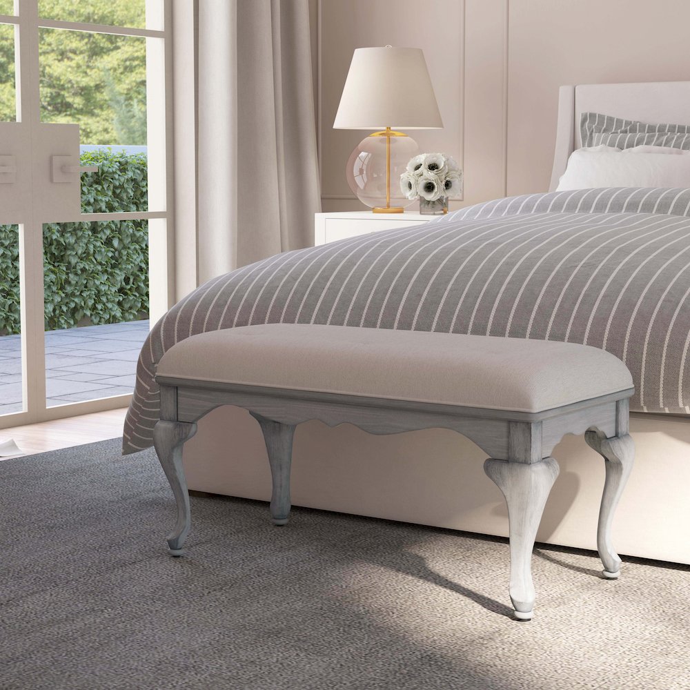 Grace Wooden 38"W Bench, Gray