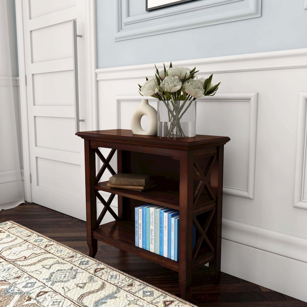 Newport 32"W 2 Shelf Bookcase, Dark Brown