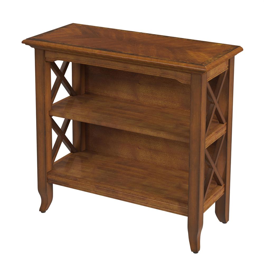 Elegant Medium Brown 2 Shelf Bookcase for Farmhouse and Modern Interiors