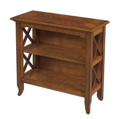 Elegant Medium Brown 2 Shelf Bookcase for Farmhouse and Modern Interiors