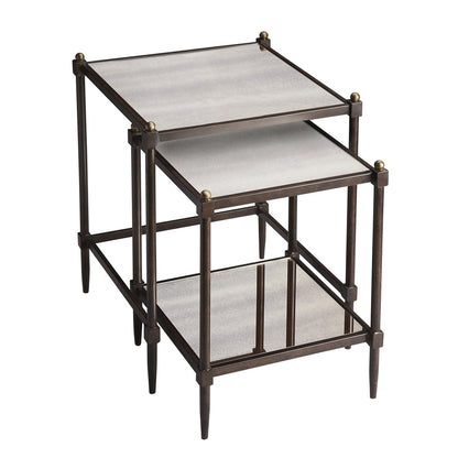 Peninsula Mirrored Nesting Tables, Gray