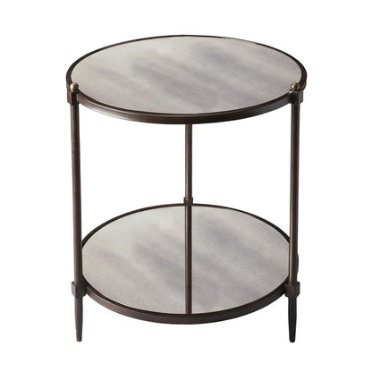 Peninsula Mirrored Side Table, Gray