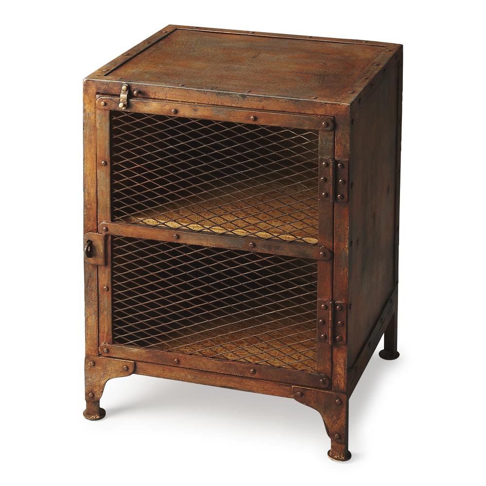 Lucas Industrial Chic End Table, Medium Brown