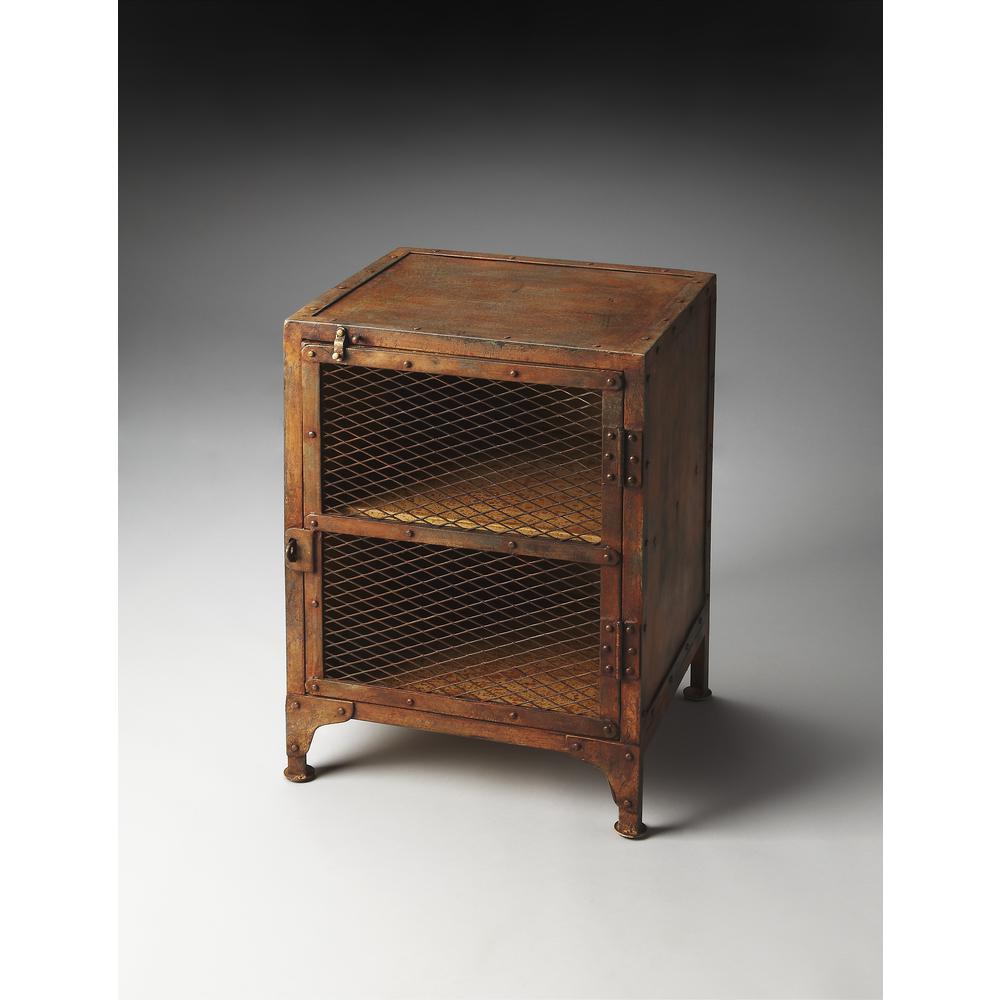 Lucas Industrial Chic End Table, Medium Brown