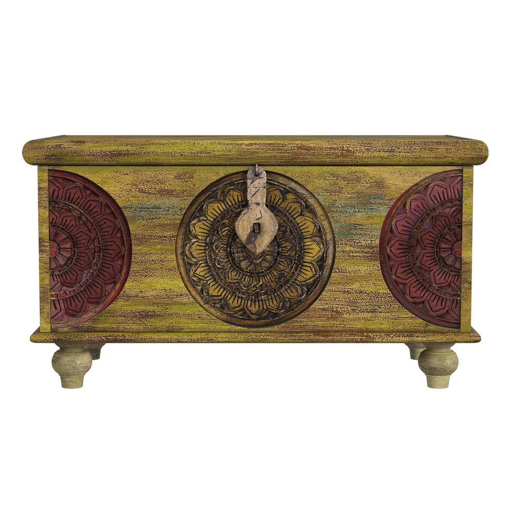 Mesa Carved Wood Trunk Coffee Table, Assorted
