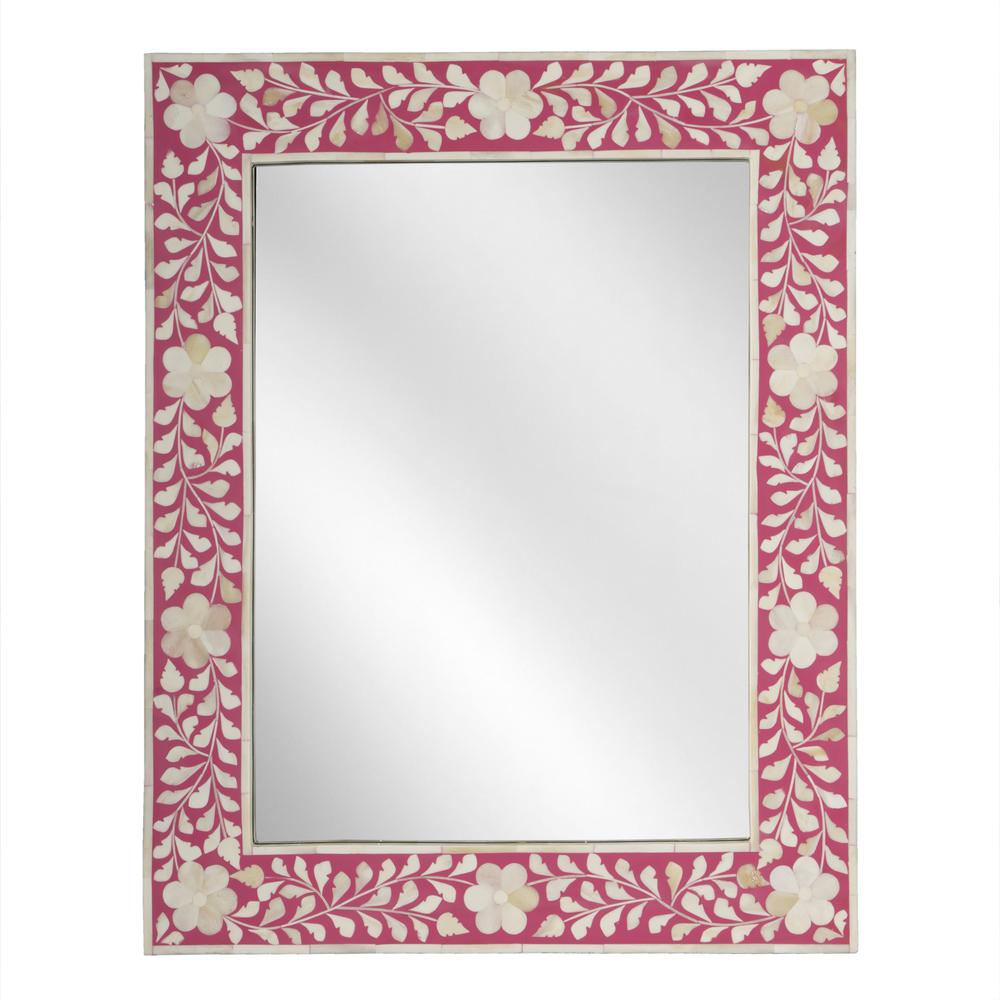Vivienne Pink Bone Inlay Wall Mirrored, Pink