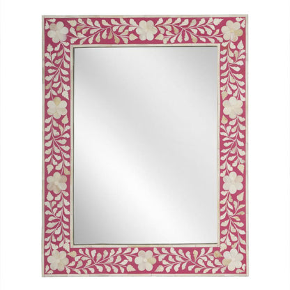 Vivienne Pink Bone Inlay Wall Mirrored, Pink