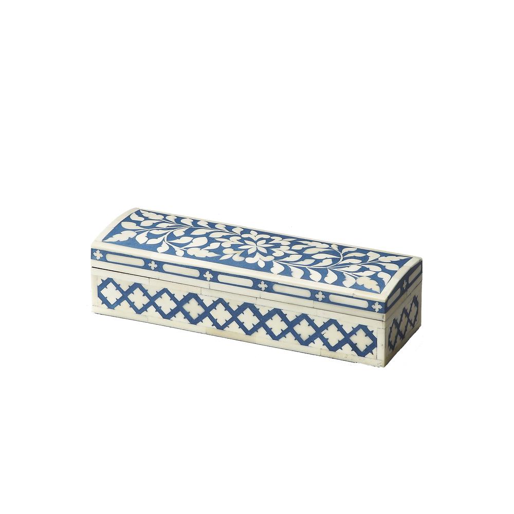 Amanda Bone Inlay Storage Box, Blue