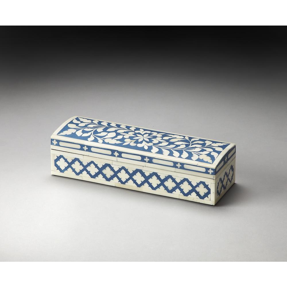 Amanda Bone Inlay Storage Box, Blue