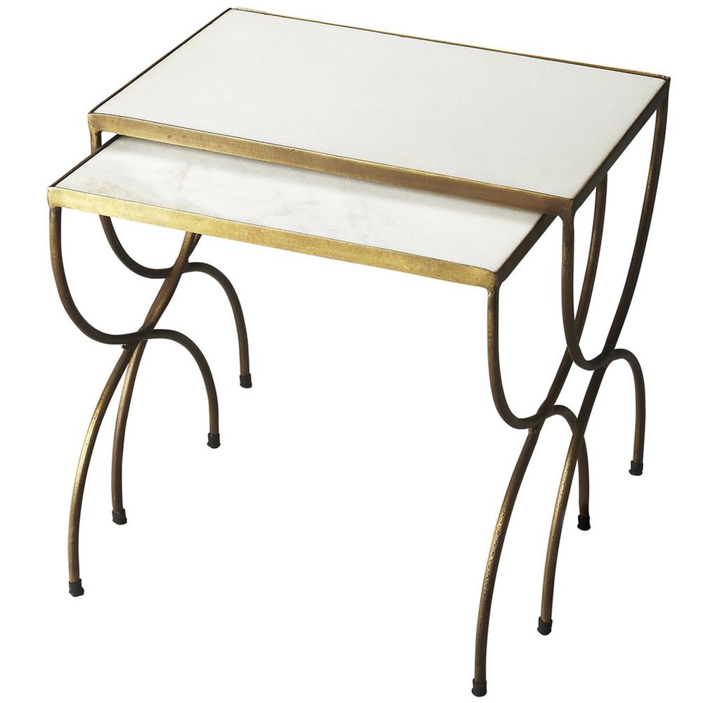Bacchus Marble & Iron Nesting Tables, Multi-Color
