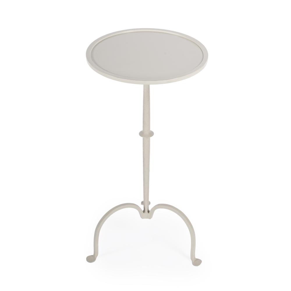 Founders Griege Iron Pedestal Side Table, Gray and White