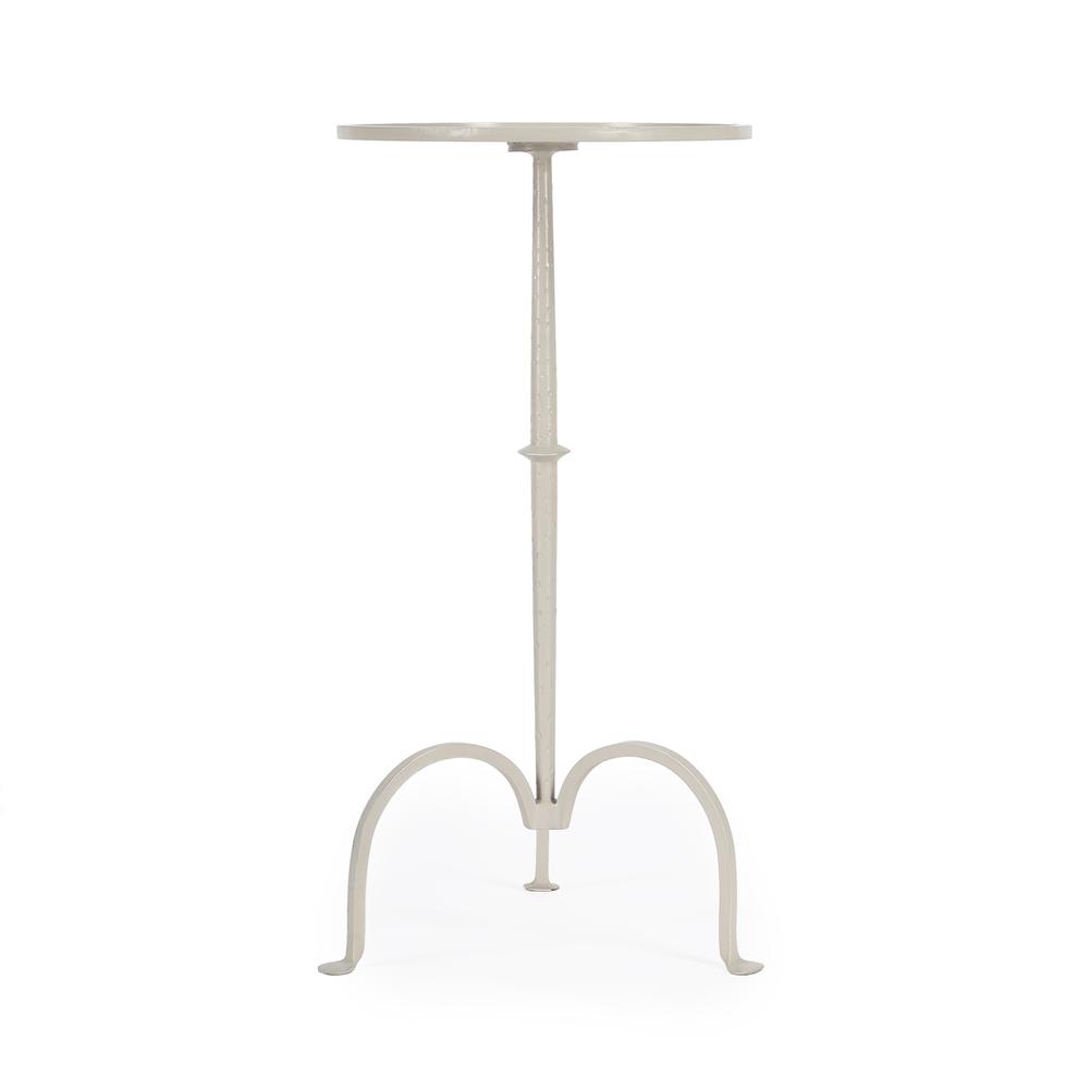Founders Griege Iron Pedestal Side Table, Gray and White