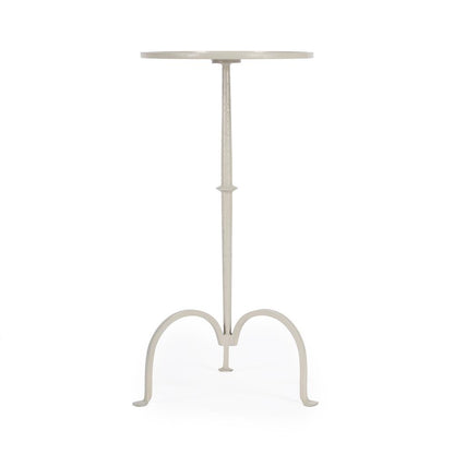 Founders Griege Iron Pedestal Side Table, Gray and White