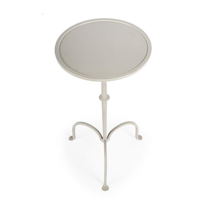 Founders Griege Iron Pedestal Side Table, Gray and White