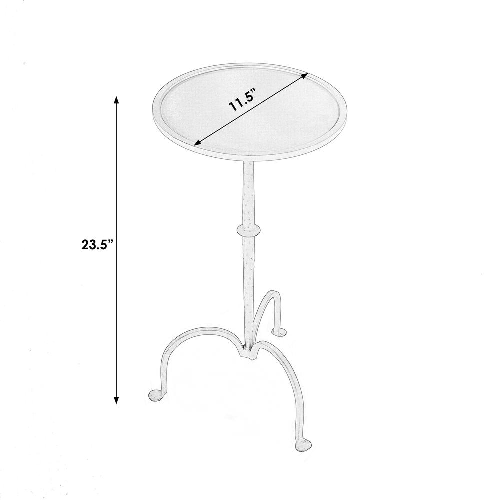 Founders Griege Iron Pedestal Side Table, Gray and White