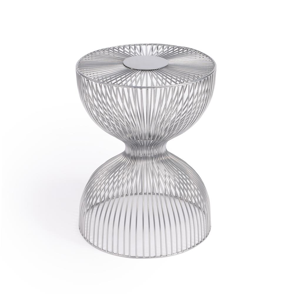 Nicholas Silver Meatl Side Table, Silver
