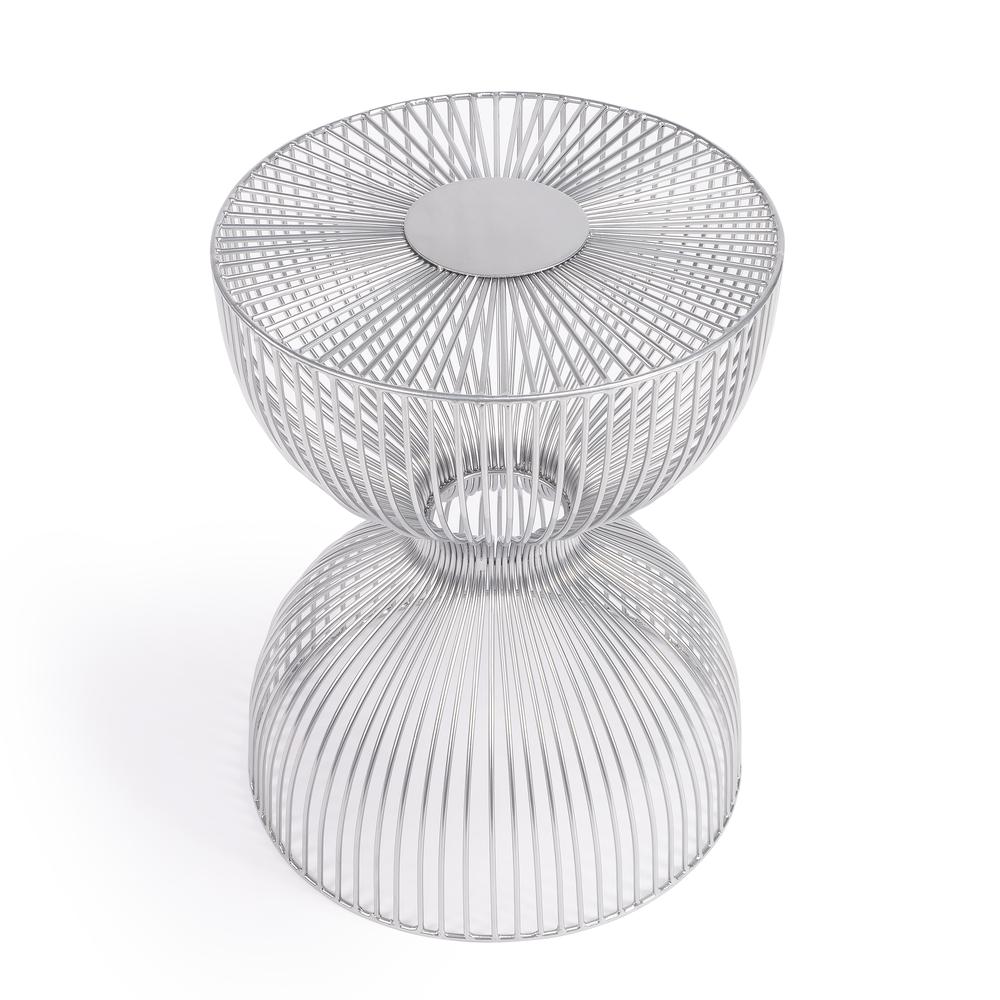 Nicholas Silver Meatl Side Table, Silver