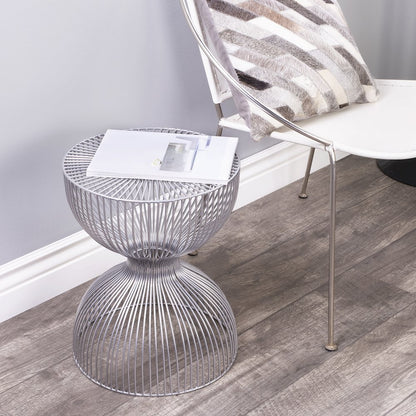 Nicholas Silver Meatl Side Table, Silver