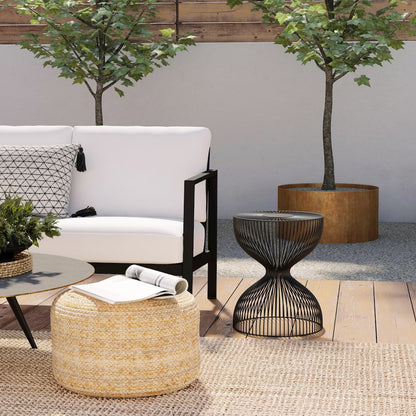 Nicola Outdoor Metal Side Table, Black