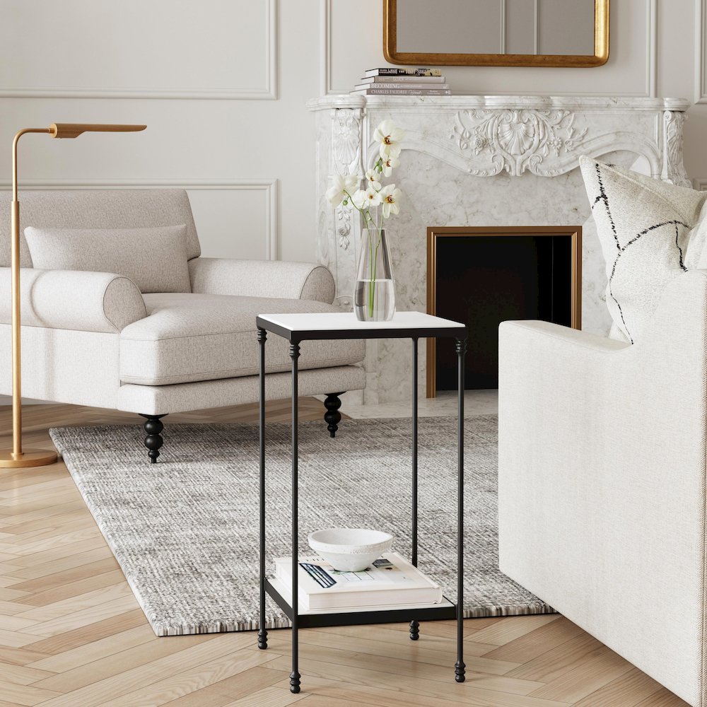 Larkin Marble & Iron Side Table, Multi-Color