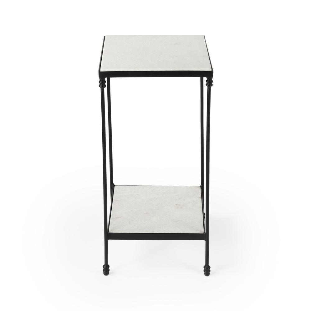 Larkin Outdoor Marble & Iron Side Table, Black