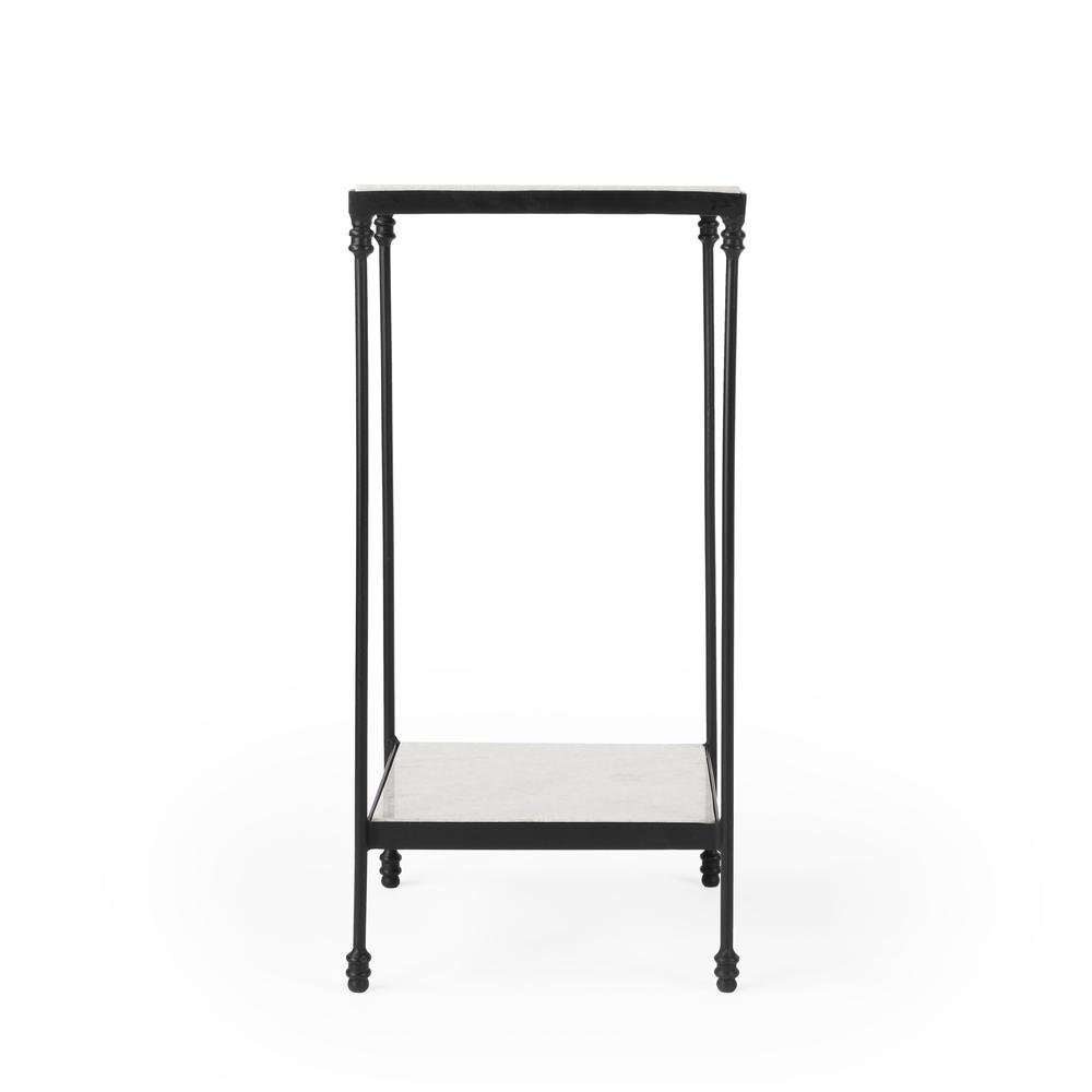 Larkin Outdoor Marble & Iron Side Table, Black