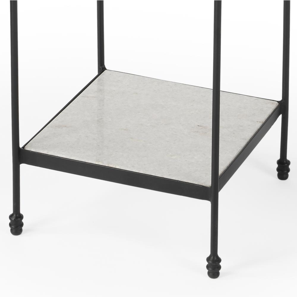 Larkin Outdoor Marble & Iron Side Table, Black