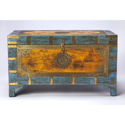 Nador Hand-Painted Brass Inlay Storage Trunk Coffee Table, Assorted
