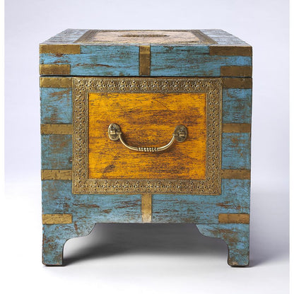 Nador Hand-Painted Brass Inlay Storage Trunk Coffee Table, Assorted