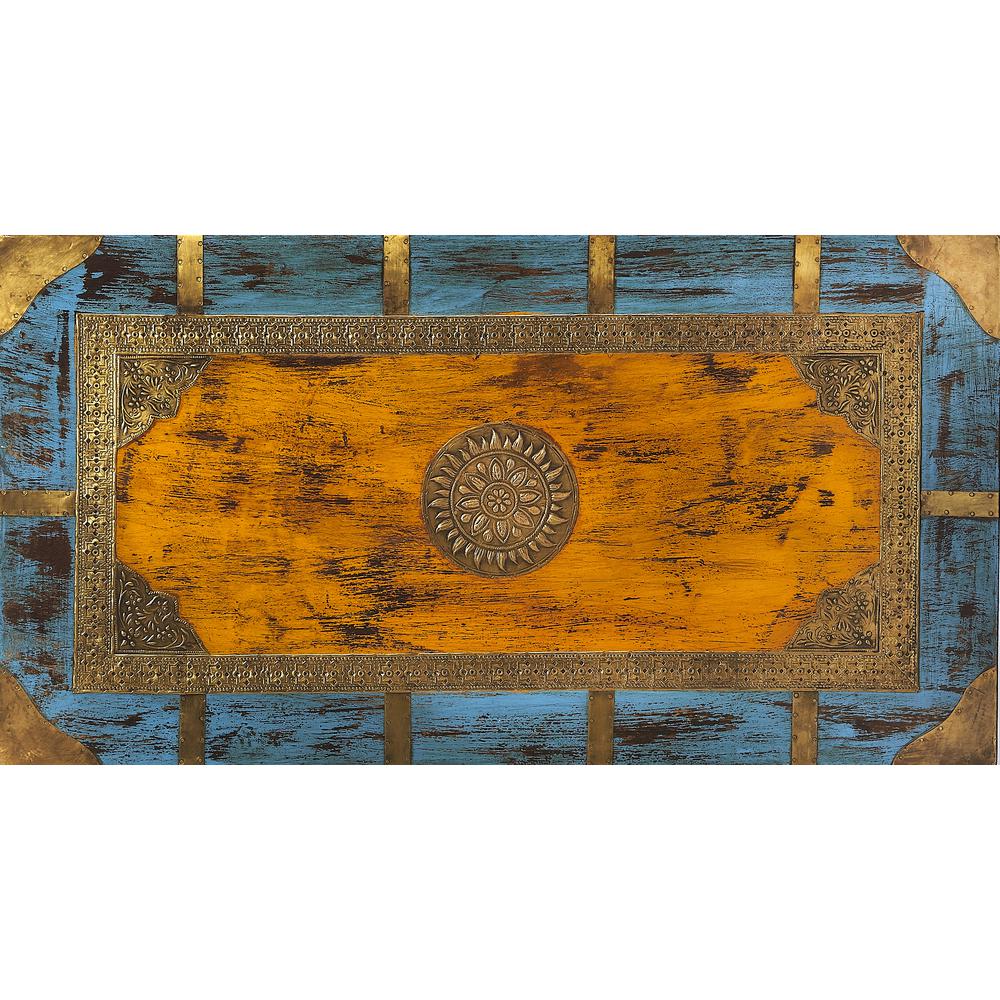 Nador Hand-Painted Brass Inlay Storage Trunk Coffee Table, Assorted